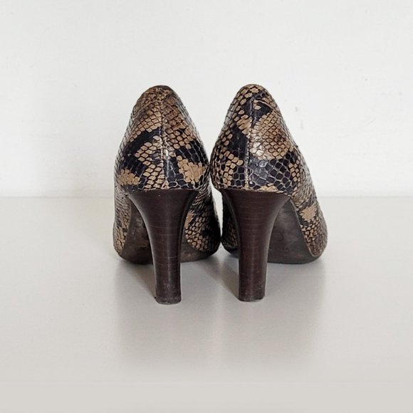 Geox Brown Snakeskin Pattern Heels - Picture 3 of 10